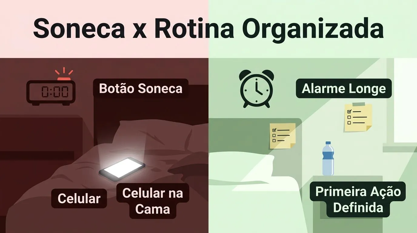 Comparação entre os efeitos da soneca e do celular na atenção e no alerta ao acordar.