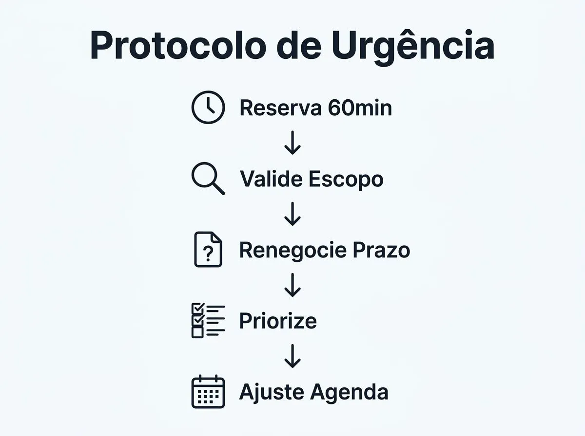 Infográfico com passo a passo para triagem de pedidos urgentes de clientes.