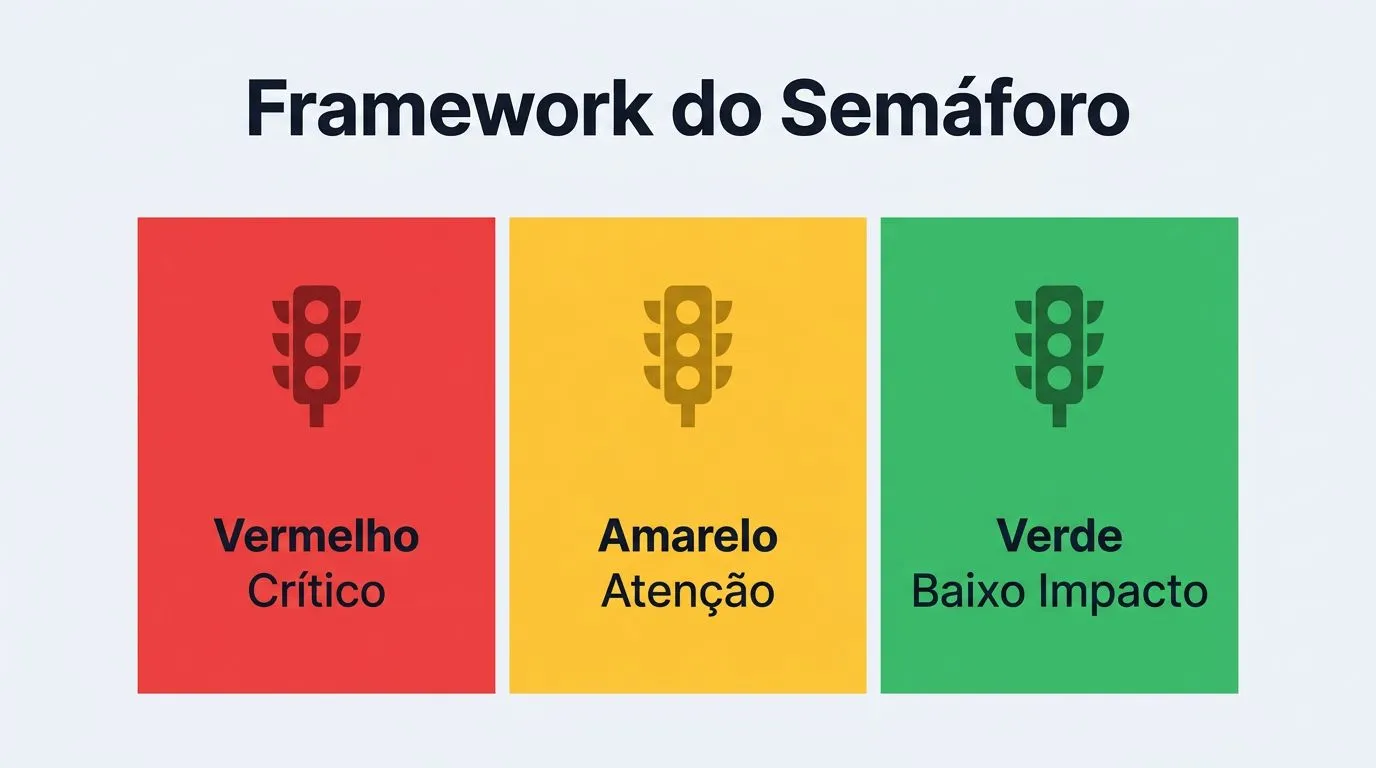 Tabela comparativa do método do semáforo para priorizar tarefas.